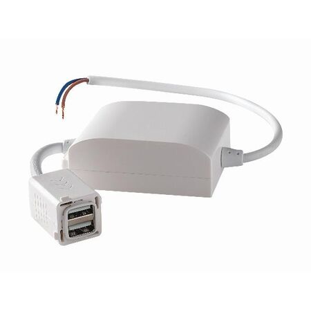 Arteor 770 series - Dual USB charger mechanism for plasterboard or single brick installations 2x2.4A 250V a.c. white