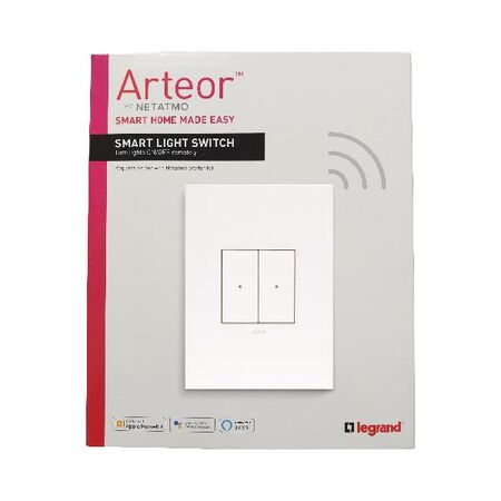 ARTEOR with NETATMO - Smart Dimmer Vertical - 2 Gang - 3 Wire - White