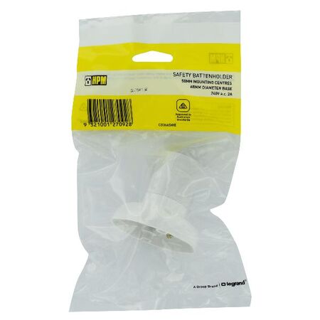 HPM B22 Fixed Safety Bayonet Batten Holder 68mm White