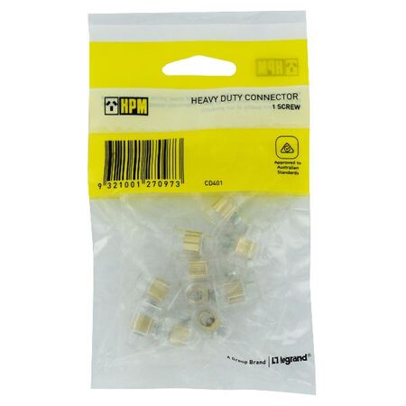 HPM Heavy Duty 40A 1 Screw Connectors 6mm -10 Pack