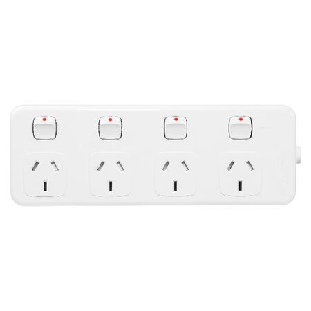 HPM General Purpose 4 Outlet Switched Powerboard White