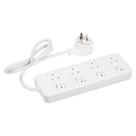 HPM General Purpose 4 Outlet Switched Powerboard White