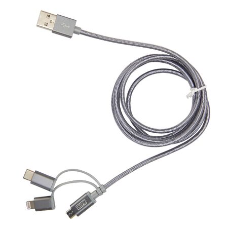 USB cable that connect USB-A device to either a Micro B, a Lightning or USB-C device.