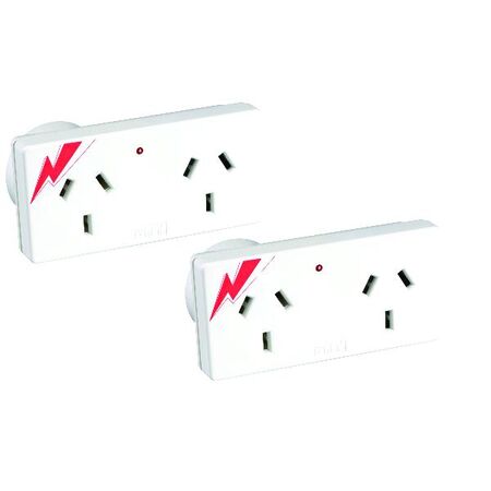 HPM 10A Surge Protected Double Adaptor - Twin Pack
