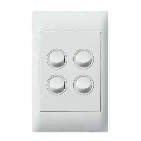 Excel Life - Common plate - Vertical rocker switch - Single Pole Double Throw 4 gang 16AX 240V a.c. white