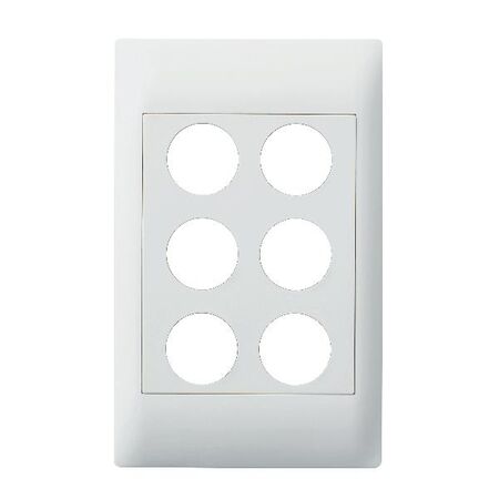 Excel Life - Common plate - Grid & plate For EM series switch mechanisms 6 gang white