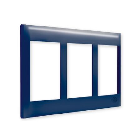 Excel Life - Common plate - Vertical coverplate 3 vertical outlets mulitpanel blue