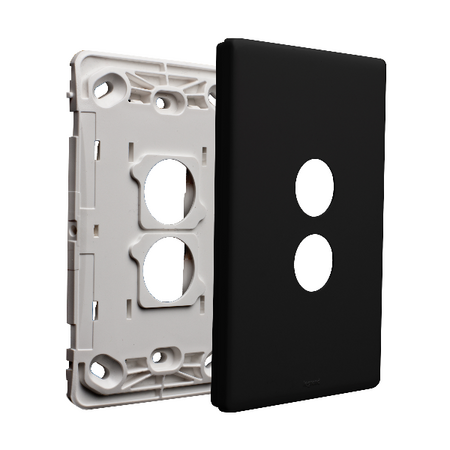 Excel Life EM Series Grid & Plate 2 Gang Black