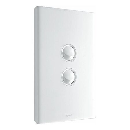 Excel Life 16AX 2 Way Single Pole Double Throw Weatherproof Vertical Rocker Switch 2 Gang Gloss White