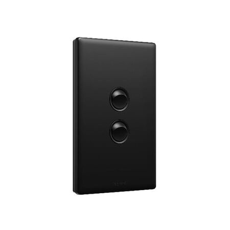 Excel Life 16AX 2 Way Single Pole Double Throw Vertical Rocker Switch 2 Gang Matt Black