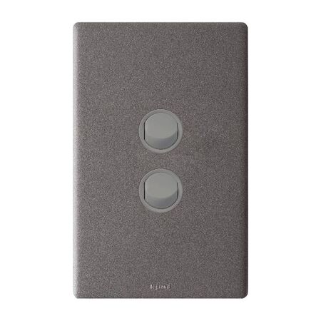 Excel Life 16AX 2 Way Single Pole Double Throw Vertical Rocker Switch 2 Gang Urban Grey