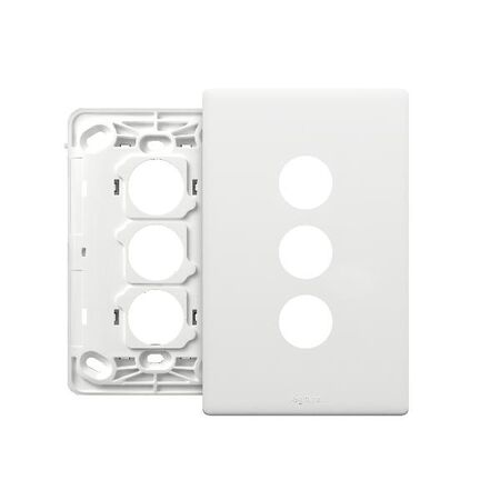 Excel Life EM Series Grid & Plate 3 Gang Matt White