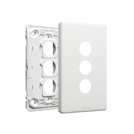 Excel Life EM Series Grid & Plate 3 Gang Matt White
