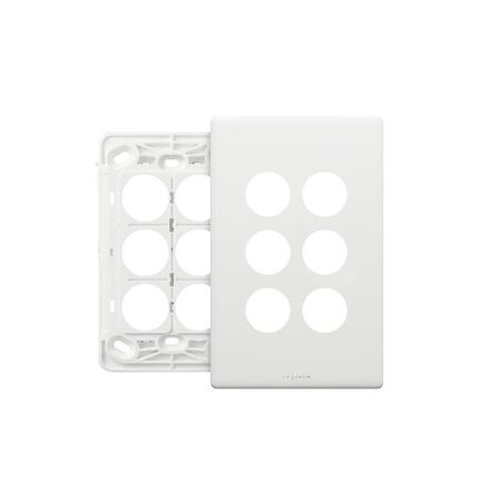 Excel Life EM Series Grid & Plate 6 Gang Matt White