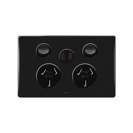 Excel Life Double Powerpoint with Type C+C 15W USB Charger Mechanism Black