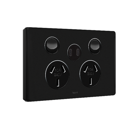 Excel Life Double Powerpoint with Type C+C 15W USB Charger Mechanism Black