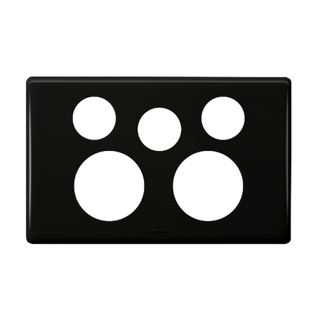Excel Life Horizontal Double Powerpoint Coverplate with Extra Function Hole Black