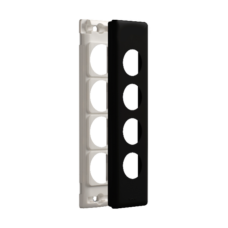 Excel Life Architrave Grid & Plate 4 Gang Black