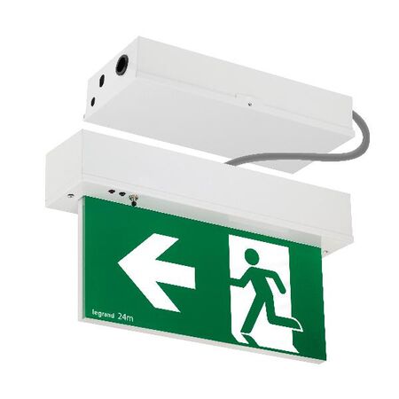 Edgelight LED Suspended Exit Sign - single sided running man left with lithium battery - Galaxy