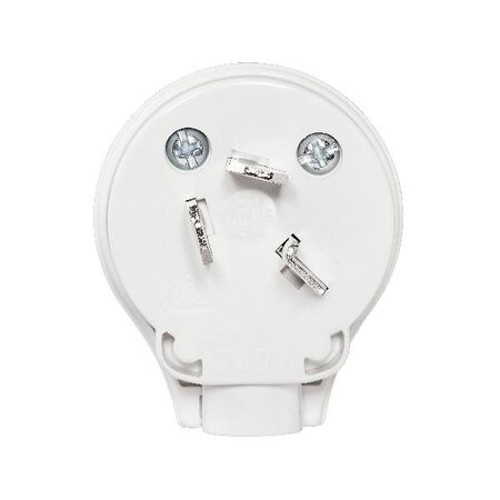 HPM 25A 3 Pins L-Shaped Earth Side Entry Plug Top White