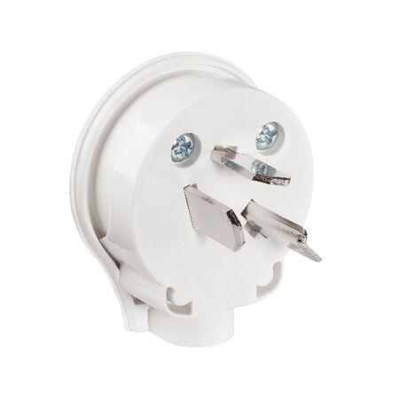 HPM 25A 3 Pins L-Shaped Earth Side Entry Plug Top White