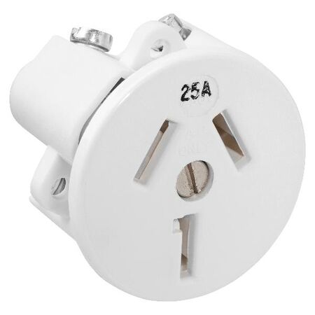HPM 25A Flush 2.5mm Panel Mounting Plug Base White