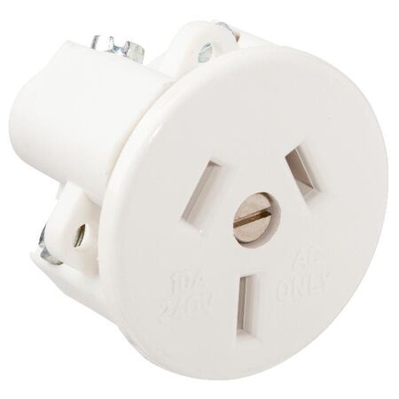 HPM 10A Flush 1.2mm Panel Mounting Plug Base White
