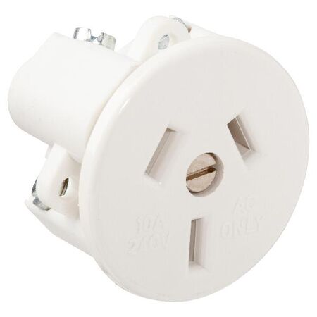 HPM 10A Flush 1.6mm Panel Mounting Plug Base White