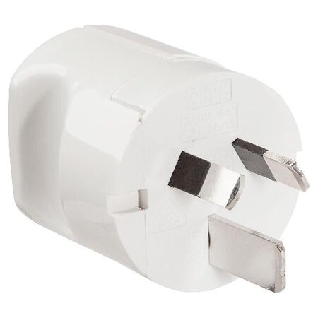 HPM 15A 3 Pin Finger Grip Rigid Impact Resisant Plug Top White