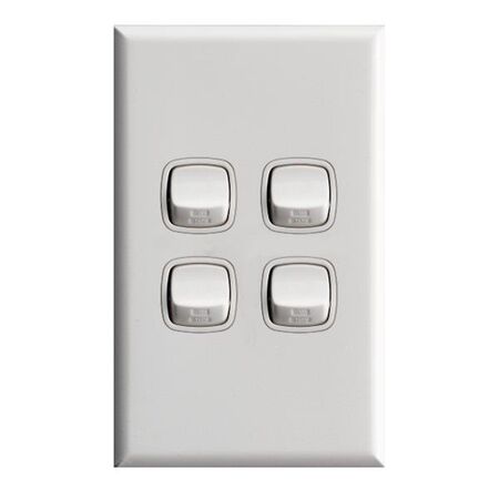Excel - Vertical rocker switch - Single Pole Double Throw - 4 gang 2 way 10A 240V a.c. gloss white
