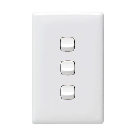 Linea - Vertical rocker switch - Single Pole Double Throw - 3 gang 2 way 240V a.c. white