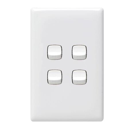 Linea - Vertical rocker switch - Single Pole Double Throw - 4 gang 2 way 240V a.c. white