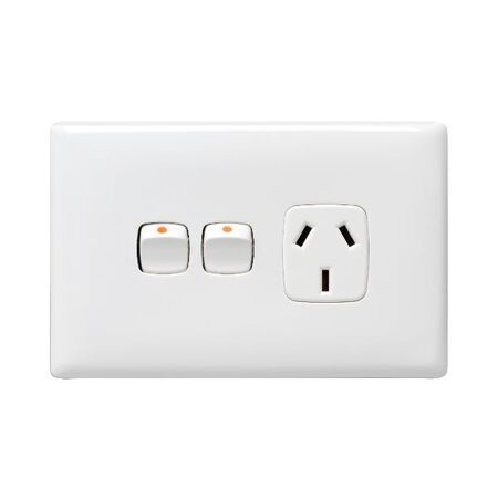 Linea - Horizontal single powerpoint 1 gang 10A 240V a.c. with extra switch white