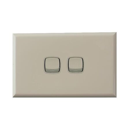 Excel - Horizontal rocker switch - Single Pole Double Throw - 2 gang 2 way 10A 240V a.c. beige