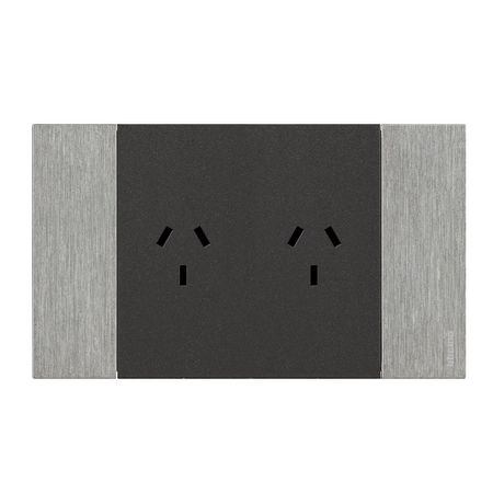 Bticino Living Now 4 Module Double Powerpoint Coverplate Steel