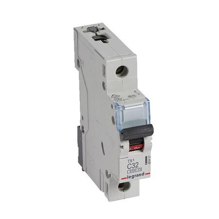 TX³ - MCB 6000 - Thermal magnetic circuit breaker - C curve - prong/fork type supply busbar - 1P - 230/400V a.c. - 32A - 1 module