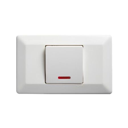 Como - Horizontal Single Pole Double Throw - rocker Switch 1 gang 10A 240V a.c. with neon white