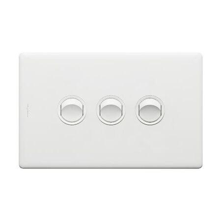 Excel Life 16AX Single Pole Double Throw Horizontal Rocker Switch 3 Gang Matt White