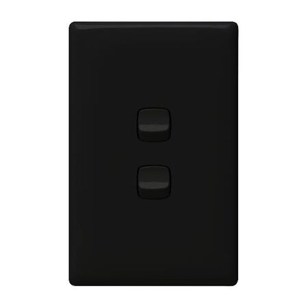 Linea - Vertical rocker switch - Single Pole Double Throw - 2 gang 2 way 240V a.c. black