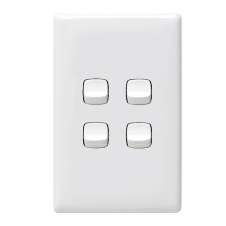 Linea - Vertical rocker switch - Single Pole Double Throw - 4 gang 2 way 240V a.c. white