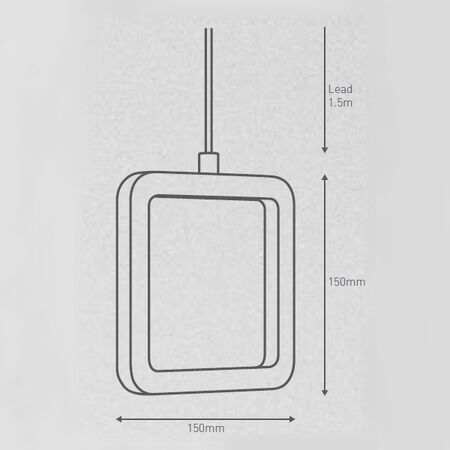 HPM Pendi 7W LED Warm White Square Pendant Light Polished Silver