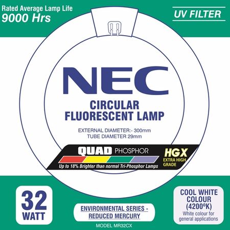 NEC - Circular fluorescent T9 lamp - 32W cool white 4200K 9000h quad phosphor