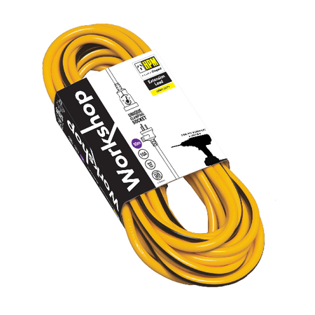 HPM Plugboss Heavy Duty 10A 3 Core 1.0mm² Extension Lead 10m Yellow
