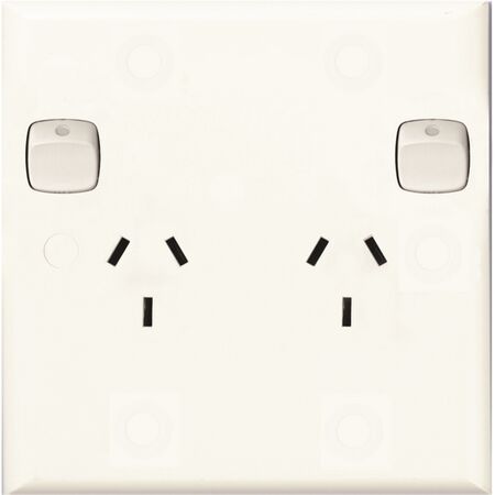 HPM Standard 10A Square Double Power Point White