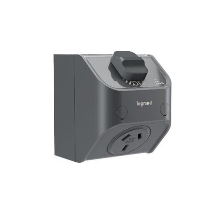 AQUA Life 10A IP53 Weatherproof Compact Surface Mount Single Powerpoint Cement Grey