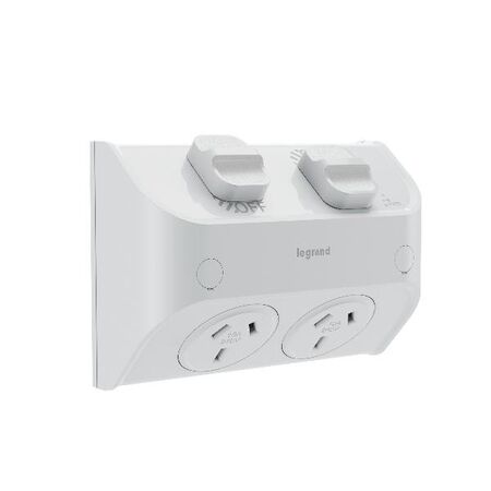AQUA Life 10A IP53 Weatherproof Shallow Mount Double Powerpoint Limestone Grey