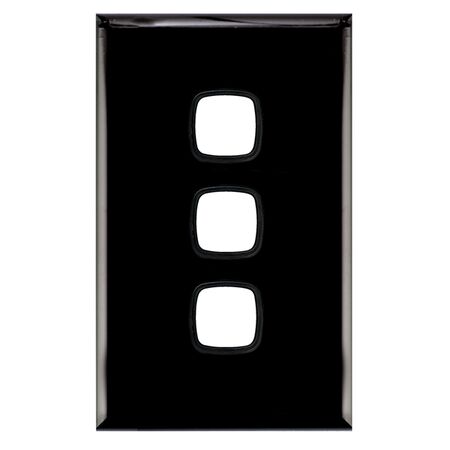 EXCEL - 3 Gang Switch Coverplate Only - Black