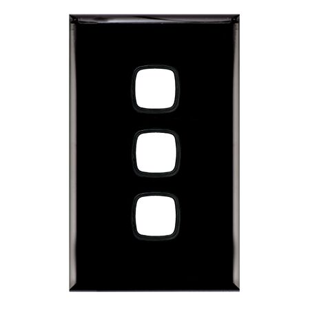 EXCEL - 3 Gang Switch Coverplate Only - Black