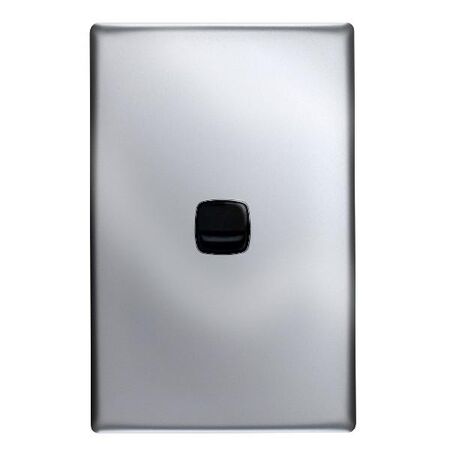 Excel - Vertical Rocker Switch - Single Pole Double Throw - 1 Gang 10A - Black & Matt Silver