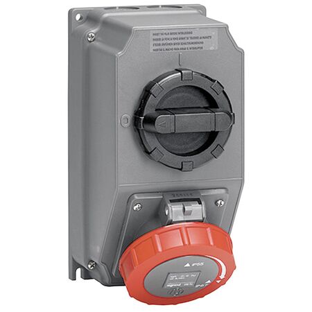 HYPRA - IEC industrial IP66/67 Combination switched socket refrigerated container 3P+E 415V a.c. 32A grey